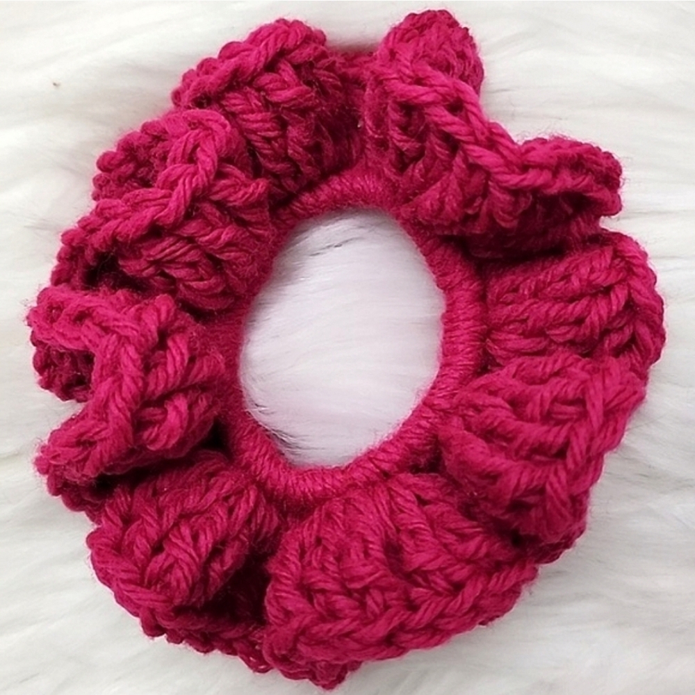 Handmade Textured Crocheted Scrunchies Ponytail Holder Hair Tie Set Of 4 - New - Picture 6 of 11
